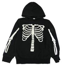 Černá mikina s kostlivcem a kapucí C&A