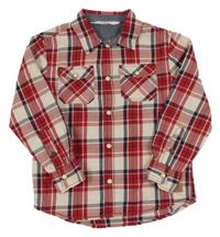 Červeno-smetanovo-šedá kostkovaná košile H&M