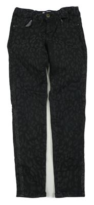 Čierno-sivé vzorované skinny rifle s prúžkami Zara