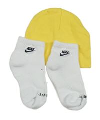 2set - Žltá čepice + biele ponožky s logem Nike