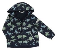Tmavomodrá softshellová bunda s dinosaury a odepínací kapucí H&M
