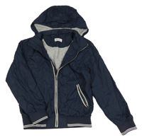 Tmavomodrá šusťáková podzimní bunda s odepínací kapucí H&M