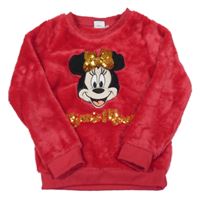 Červená plyšová mikina s Minnie Disney