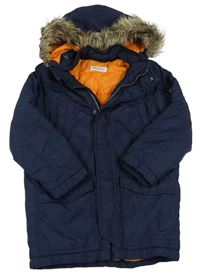 Tmavomodrá šušťáková zimná bunda s kapucňou H&M