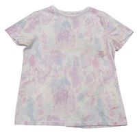 Ružovo-bielo-svetlomodré batikované tričko F&F
