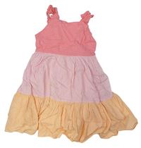 Ružovo-světlerůžovo/oranžové krepové letné šaty F&F