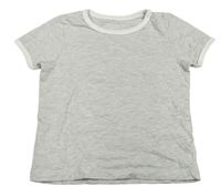 Svetlošedá -biele melírované tričko PRIMARK