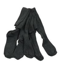 Nové - 3x - Tmavošedé melírované žebrované podkolenky