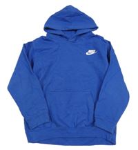 Cobaltovoě modrá mikina s logom a vreckom a kapucňou zn. Nike