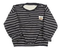 Černošedo-biela pruhovaná oversize mikina s potlačou St. Bernard