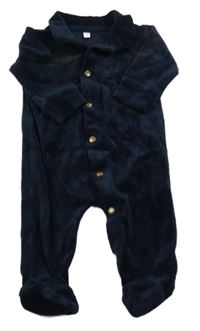 Tmavomodrý zamatový overal s golierikom ZEEMAN