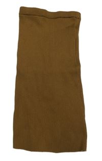 Bronzová rebrovaná pletená dlhá sukňa SHEIN