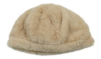 Svetlobéžová kožušinová zateplená čapica