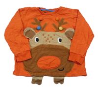 Tmavooranžové melírované mikinotriko so sobom Next