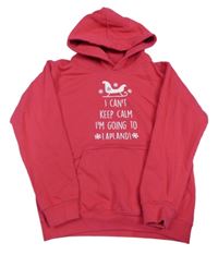 Tmavoružová mikina s nápismi a saněmi a vreckom a kapucňou AWDis