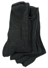 Nové - 4x - Tmavošedé melírované žebrované ponožky