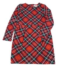 Červeno-černo-bílo-tmavozelené kárované šaty H&M