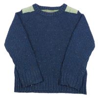 Tmavomodrý melírovaný rebrovaný vlnený sveter Cath Kids
