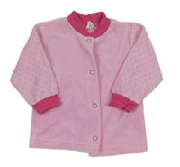 Ružovo-tmavoružová zamatová prepínaci mikina so vzorovanymi rukávy