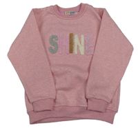 Ružová melírovaná tepláková mikina s nápisom