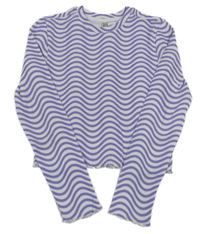 Fialovo-biele vzorované rebrované crop tričko BLUE EFFECT