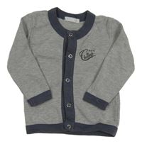 Sivo-tmavomodrošedá melírovaná prepínaci mikina s nápisom SALY