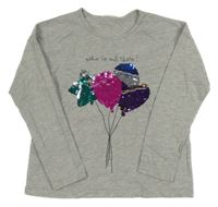 Šedé melírované triko s balonky z překlápěcích flitrů Zara