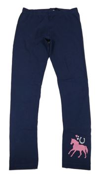 Tmavomodré legíny s koníkem SALT AND PEPPER