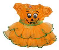 Kostým - oranžovo-zelené sametovo/saténovo/tylové šaty - dýně