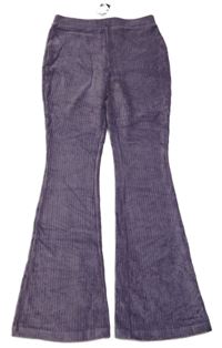 Nové - tmavofialové rebrované flare zamatové nohavice St. Bernard
