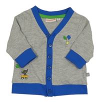 Šedo-cobaltově modrá melírovaná propínací slabá mikina s balonky a sloníkem Liegelind