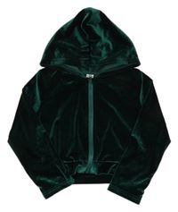 Smaragdová zamatová prepínaci crop mikina s kapucňou SHEIN