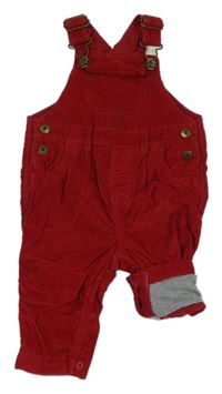 Tmavočervené manšestrové laclové podšité rolovací kalhoty Next