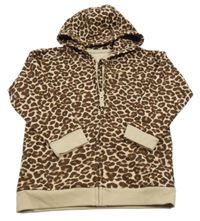 Béžovo-tmavohnědo-hnedá vzorovaná prepínaci mikina s kapucňou George