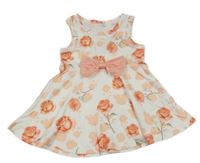 Smotanové šaty s růžemi a mašlou