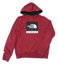 Vínová mikina s logem a kapsou a kapucí The North Face
