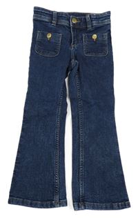 Tmavomodré flare leg waist super stretch rifle H&M