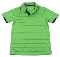 Zeleno-čierne pruhované športové polo tričko