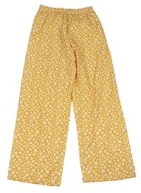 Horčicové kvetované ľahké nohavice Shein