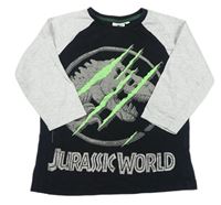 Čierno-sivé tričko s dinosaurem Jurský svět