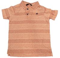 Starorůžovo-korálové melírované pruhované polo tričko George