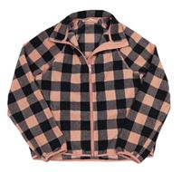 Ružovo-čierna kockovaná fleecová prepínaci mikina zn. H&M