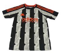 Šedo-čern pruhované športové tričko s logom Adidas