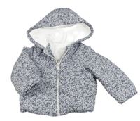 Bielo-tmavomodrá šušťáková zimná bunda s kapucňou Mothercare
