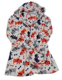 Bílý chlupatý župan se psy a kapucí