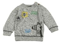 Sivý melírovaný sveter s lvem a zebrou F&F