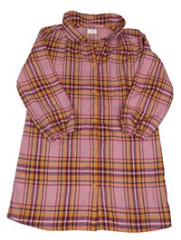 Starorůžovo-tmavomodro-hnedá kockovaná prepínaci nočná košeľa Next