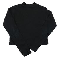 Černé žebrované crop triko E-Vie