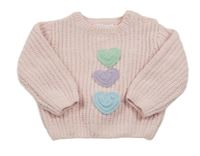 Svetloružový sveter so srdiečkami Primark