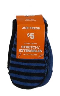 Nové - 3x rukavice - modro-černé pruhované + modré + černé Joe Fresh